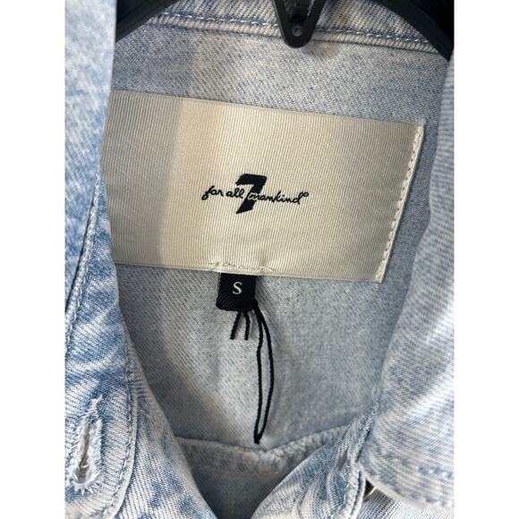 7 FOR ALL MANKIND DENIM LUSTRE BALLOON SLEEVE JUMPSUIT.  Size Small. NWOT - Picture 6 of 11